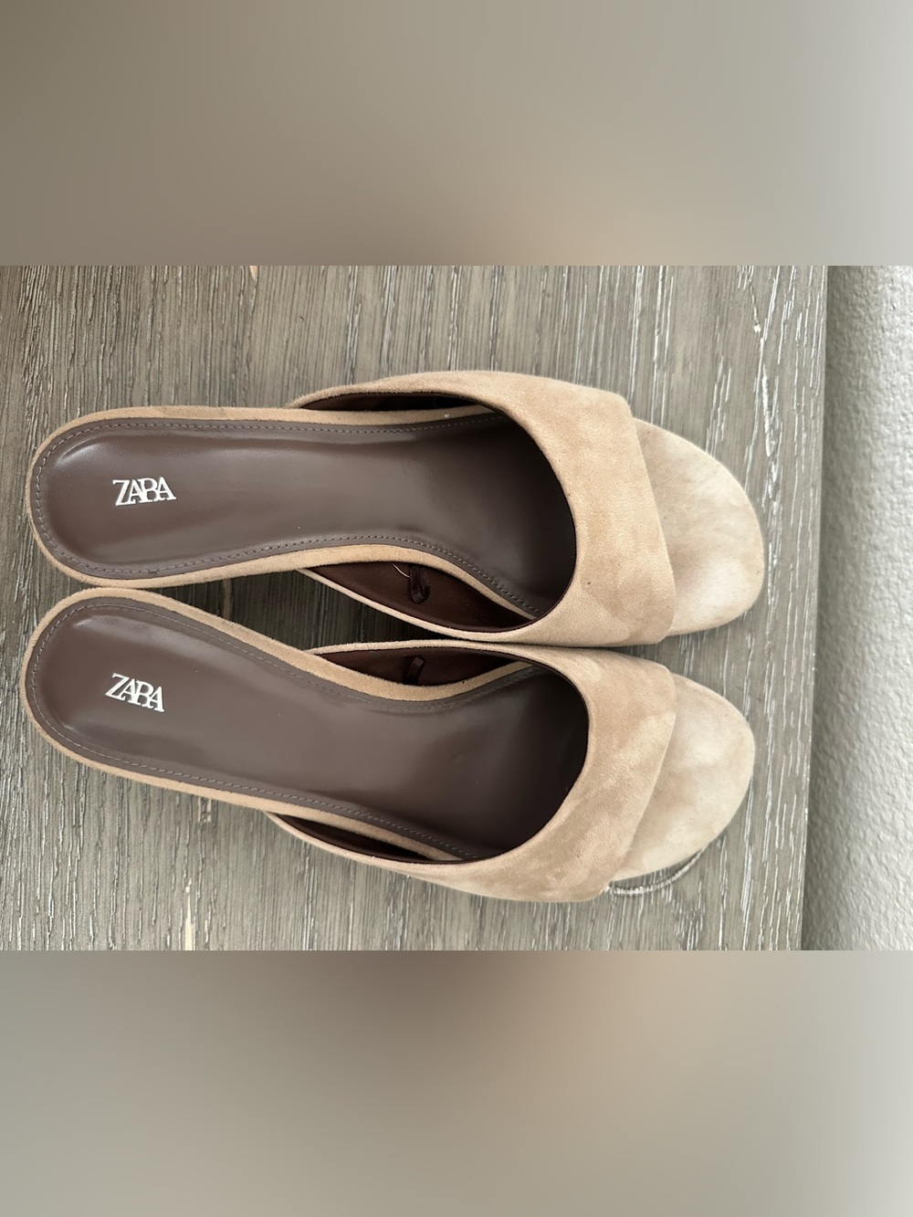 Zara Beige Suede Kitten Heel Mules - Picture 4 of 4